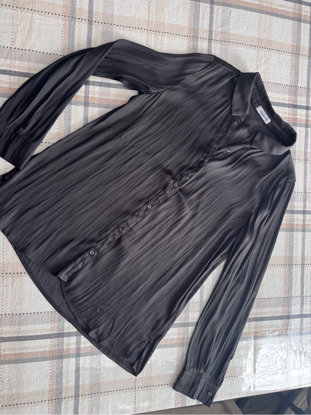 Black Pleated Button-Down Shirt - Brand:Magnolia Boutique
